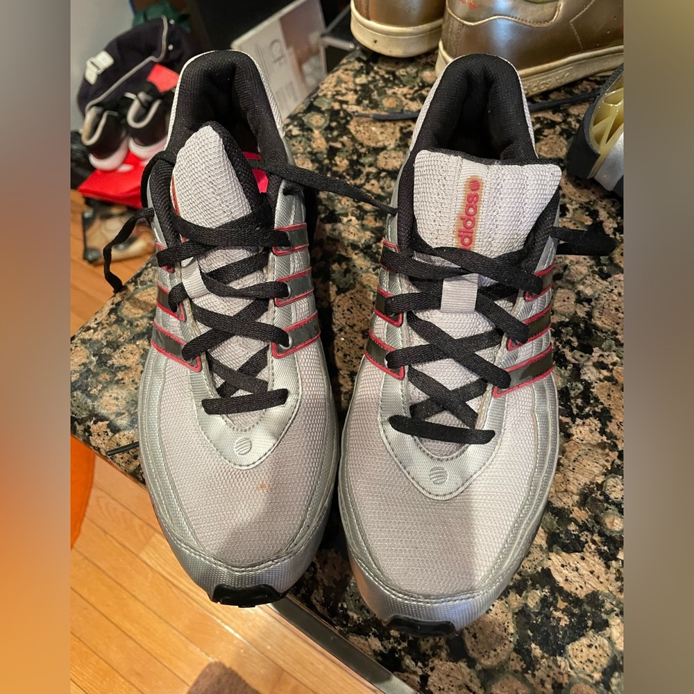 Adidas silver Athletic Shoes men’s 8 1/2 only worn in showroom once
